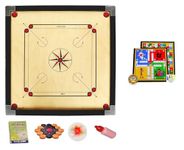 WRF Superior Matte Finish Practice Carrom Board for Serious Professional Practice with Coins Striker and Powder Black New (26 Inch Carrom with Ludo Wr-05)