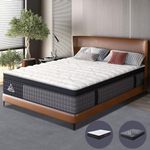 STARRY EUCALYPT Double Memory Foam Mattress SyncCoil Pocket Spring 34cm Thickness, Medium Firm Euro Top Bed Mattress with Enhanced Edge Support and Airflow Design, Aaliyah White