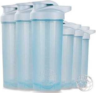 ShakerZoo-6 Pack-Protein Shaker Bottles for Protein Mixes, Shaker Cups for Protein Shakes, 3 pcs 24 ounce and 3 pcs 20 ounce (Blue)