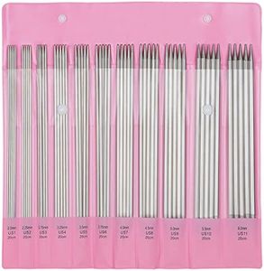 Aeelike 55pcs Double Pointed Knitting Needles, 11 Sizes Stainless Steel Metal Short Knitting Needles Set, Beginners Straight Knitting Needles Double Pointed Knitting Needle Sets 2mm to 6mm