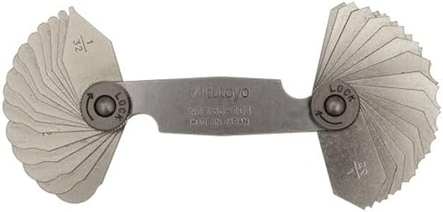 Mitutoyo 186-101 Radius Gage Set, 15 Pairs of Precision Steel Leaves, 1/32" to 1/4" by 64ths, Radius Inspection Measurement Tool for Machining, Metalworking Applications, and Quality Control