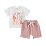 Baby Boys Girls In My Big Sister Brother Era Little Sis Lil Bro Matching Outfit Toddler 2PCS Shorts Set T Shirt Tops Clothes (18-24 Months, BIG SISTER 1-Pink)