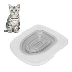 Cat Toilet Training Kit, Universal Reusable Trainer to Help Train Your Cat to Use Toilet, for Pet (White Tray + Grey Inner Tray)