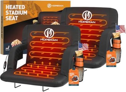 HOPERAN 2pcs Double Heated Stadium Seats for Bleachers with Back Support 25" Wide Cushion, Extra Portable Bleacher Seat Foldable Stadium Chair, USB 3 Levels of Heat, 5 Pockets for Outdoor Games Sports