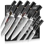 FUTHVWIN Knife Set Ultra Sharp Kitchen Knife Set, 7 Pieces Professional Japanese AUS-10 High Carbon Stainless Steel Chef Knife Set, Ergonomic Rosewood Handle Knives Set for Kitchen, Gift Box