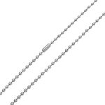 Bling Jewelry Unisex Men's Link Strong Silver Tone Stainless Steel Shot Bead Ball Chain Necklace for Men Teens Women 24 Inch 3MM