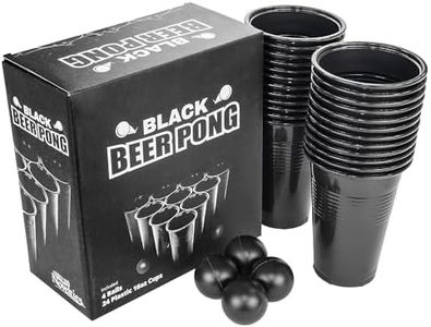 Fairly Odd Novelties Beer Pong Set 24 Cups and 4 Balls Come in GIftable Box College Drinking Party Game Novelty, Black, Extra Large, (FON-10267)