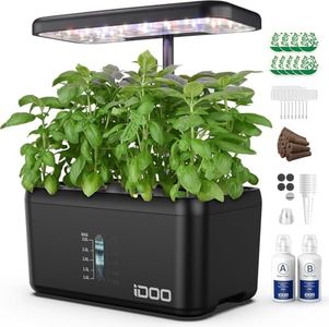iDOO Hydroponics Growing System, Presents for Friends, 8 Pods Smart Garden with LED Grow Light, Auto Timer, Indoor Herb Garden Germination Kit for Home Kitchen, 15" Height Adjustable, Black