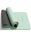 CAMBIVO Yoga Mat for Women Men Kids, Extra Thick Yoga Mat Double-Sided Non Slip, Professional TPE Yoga Mats, Workout Mat with Carrying Strap for Yoga, Pilates and Floor Exercises(Mint, Gray)