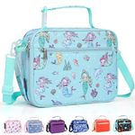 hombrima Insulated Lunch Box Bag, Kids Thermal Cool Bags with Adjustable Strap for Adults Children Women Men Boys Girls School Office Outdoor (LG-Mermaid)