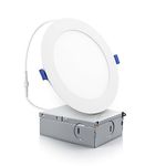 ECOELER 6 Inch Ultra-Thin LED Recessed Lighting with Junction Box, 12W 4000K Cool White, Dimmable Can-Killer Downlight, 1100LM High Brightness, ETL & Energy Star