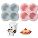 DUNBE 2 Pcs Silicone Air Fryer Egg Pan Reusable Air Fryer Pancake Mold Silicone Fried Egg Mold Silicone Muffin Pan Silicone Hamburger Bun Pan for Air Fryer Baking Cooking Accessories