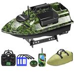 Bilbear 500M GPS 3 Hoppers Fishing Bait Boat Carp Fishing Bait Boat Carp Hook Post Boat,LCD Fishfinders With Sonar Sensor,Handbag,Spare Batteries (Camo Boat Set)