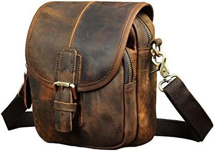 Le'aokuu Mens Leather Messenger Crossbody Bag Fashion Mini Designer Hook Organizer Waist Pack Belt Bag Cigarette Case 1168 (1168 Brown)