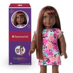 American Girl Truly Me 18-inch Doll #109 with Gray Eyes, Brown Hair w/Bangs & Highlights, Very Deep Skin, Dress, for Ages 6+