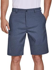 PULI Men's Dress Shorts Casual Chino Hybrid Dress Golf Flat Front Stretch Lightweight Quick Dry with Pockets Blue 34