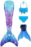 Mermaid Tails with Monofin for Girl