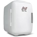 NETTA 5L Mini Fridge - Portable Small Fridge for Drinks, Snacks, Skincare - For Bedroom, Student Dormitory, Office With Cooling And Warming Function - AC/DC Portable – White