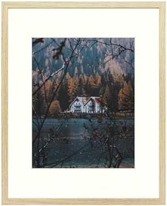 Frametory 16x20 Picture Frame with Mat for 11x14 Picture - Country Rustic Style - High Definition Glass Wide Molding - Vertical or Horizontal Preinstalled Wall Mounting Hardware (Rustic Beige, 1 Pack)