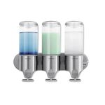 simplehuman Triple Wall Mount Shower Pump, 3 x 15 fl. oz. Shampoo and Soap Dispensers, Stainless Steel