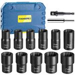 THINKPRO Lug Nut Removal Tool,13 PCS Lug Nut Socket Set, 1/2-Inch Drive Bolt Nut Extractor Kit, Easy Out Lug Nut Remover for Damaged, Frozen, Studs, Rusted, Rounded-Off Bolts & Nuts Screws