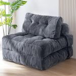 MAXYOYO Folding Sofa Bed, Convertible Sleeper Chair with Pillow Foldable Mattress with Back Support, Portable Fold Out Chair Bed Comfy Floor Sofa Lounge for Living Room Bedroom, Dark Grey