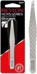 Revlon Slanted Tip Tweezers for Men, Ultra-Sharp for Precision Eyebrow Shaping and Facial Hair Removal, Larger Non-Slip Grip, Stainless Steel, 1 Count