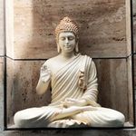 ALILA Big Size Meditating Beige Color Buddha Idol Statue Showpiece for Home Garden Living Room Decor Decoration Gift Gifting Items, 14 inches / 35cm / 1 Feet