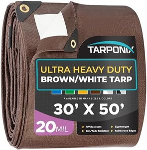 Tarponix Tarp – Waterproof, Weatherproof, Thick with Reinforced Edges and Grommets – Durable Polyethylene Cover (White/Brown - 20 Mil, 30 Feet x 50 Feet)