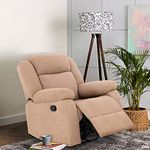 duroflex Avalon - Rocking & Revolving Single Seater Fabric Manual Recliner in Plaster Brown Colour