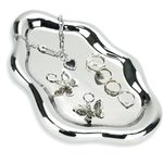 HMIEPRS Ceramic Jewelry Tray, Cloud Trinket Dish, Jewellery Makeup Organizer, Ceramic Cosmetic Tray, Decor Display Tray for Women Girls Birthday Christmas Thanksgiving Day Gifts (Silver)