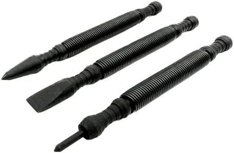 WALSTON INDUSTRIAL GH-3192 3 Piece Heavy Duty Spring Center Punch Set With Chisel Spring Loaded Center Punches For Metal Spring Punch Tool (Premium Black Oxide Finish)