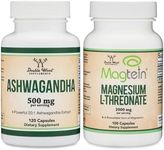 Double Wood Supplements Ashwagandha 500mg 120 Count, Magnesium L-Threonate 2000mg 120 Count