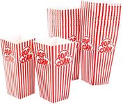 Popcorn Containers Boxes - Striped White and Red Paper - for Home Movie Theater - Set of 100