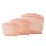 Blue Ginkgo Reusable Silicone Storage Bags – 3-Pack | Korean-Made Stand Up Food, Freezer Bags - Peach