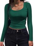 Zeagoo Business Casual Outfits for Women Green Going Out Tops Long Sleeve Square Neck T Shirts 2024 Fall Clothes