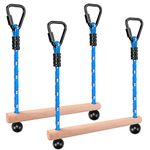 BeneLabel Obstacle Course Slackline Bar, 2 Pack Monkey Bar 35cm Wood Outdoor Playset Hanging Carabiner Playground Training Equipment Indoor Fun Activity for Kids, 250LB, Aged 14+, Blue