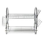 SQ Professional Dish Drainer | 2 Tier Aluminium dish drying rack | Dish Drainer with Detachable Plastic drip tray |Utensil and Cup Holder |Dish rack for Kitchen Countertop