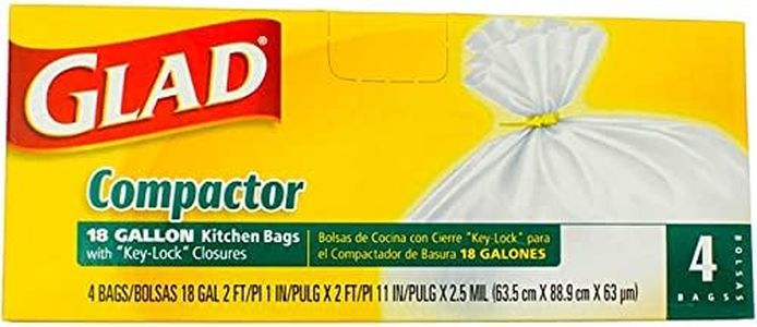 Glad Compactor Kitchen Trash Bags - 18 Gallon White Trash Bag - 4 count