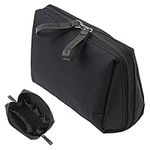 Small Cosmetic Bag, Waterproof Travel Make Up Pouch with Zipper, Portable Makeup Case Handbag for Women Girls(Black)