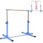 COSTWAY Gymnastics Training Bar, 90-150cm Height Adjustable Horizontal Kip Bars with Non-slip Rubber Pads, Home Gym Sports Equipment for Kids Juniors, 100kg Weight Capacity (Blue)