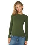 DANISH ENDURANCE Merino Wool Base Layer Long Sleeve Shirt, Breathable & Moisture-Wicking, for Women, Green, Medium