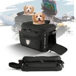 UALLIN Motorcycle Dog Cat Carrier, Portable Pet Carrier Weather-Proof Pet Crate Travel Luggage Bags for Harley Road Street Glide CVO Road King Touring Trike Can Am w/Luggage Rack 20lb Pet (Black)