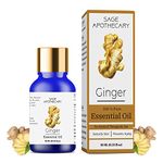 Sage Apothecary Ginger Essential Oil 100% Pure & Natural Undiluted For Therapeutic Grade for Skin Care & helps Hair Growth Helps Reduce Dandruff, Acne & Wrinkles Essential Oil 10ml