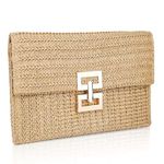 LxcshLjx Straw Clutch Purses, Summer Beach Straw Clutch Purses, Straw Handbags, Straw Tote Bag, Boho Style Hand Woven Casual Small Envelope Straw Wallet, Handmade Bag for Women Vacation Party Wedding