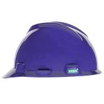 MSA 495858 V-Gard Cap Style Safety Hard Hat with Fas-Trac III Ratchet Suspension | Polyethylene Shell, Superior Impact Protection, Self Adjusting Crown Straps - Standard Size in Purple