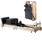 Wunder Pilates F1 Portable Folding Pro Foldable Reformer Machine for Studio and Home Maple Wood Black