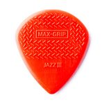 Dunlop 471P3N Max Grip Jazz III Nylon Guitar Picks, Red, 6-Pack