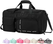 MAXTOP Travel Duffle Bag for Men Women Weekender Overnight Bags Large Capacity Carry On Duffel Bag With Shoe Compartment,Sports Gym Tote Bag with Dry and Wet Separation Black