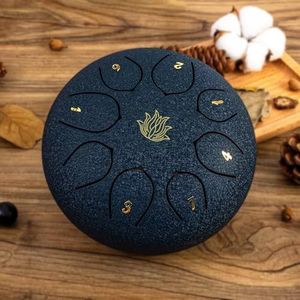 Eavnbaek Steel Tongue Drum 6 Inch 8 Note Steel Hand Drum with Bag, Music Book, Drumsticks, Mallet Holder and Finger Paddles, for Camping, Meditation or Yoga (Navy Blue)